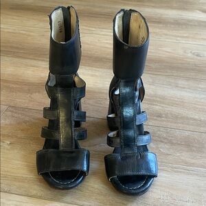 Freebird Black Strappy Heeled Boots